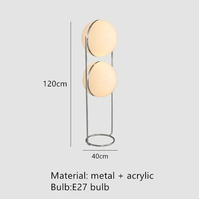 Vloerlamp Bol Wit Acryl Chroom Metaal Art Deco Design E27 LED | Sansoti