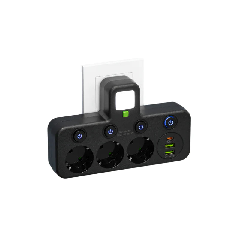 Multiprise multiple avec USB et USB-C, interrupteur et protection contre les surtensions | Restfield