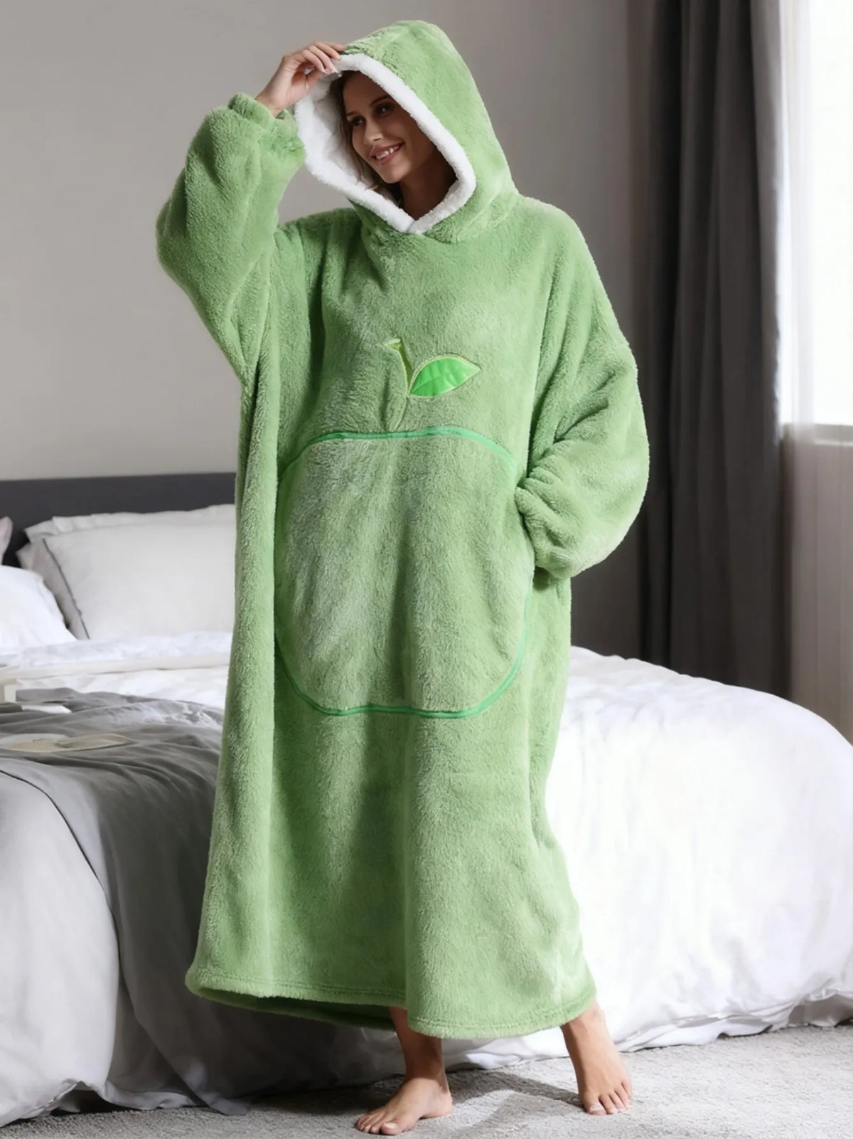 Oversized Hoodie Deken Sherpa Fleece Capuchon Mouwen Relaxkleding Volwassenen Winter Warmte Comfort Loungewear | Sansoti