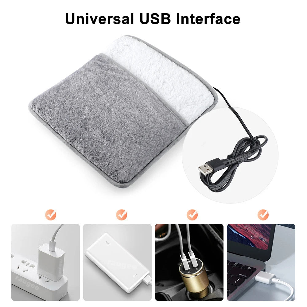 USB Voetenwarmer 50-60°C Flanel Verwarmd Kussen Wasbaar Zachte Voetmat Winter Comfort Warmte Thuiskantoor | Sansoti