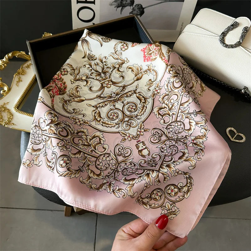 Quadratisches Halstuch 70x70 cm aus Polyester, multifunktionales Haarband und Halstuch für den Hals, Damen, vier Jahreszeiten, dekorativ | Sansoti