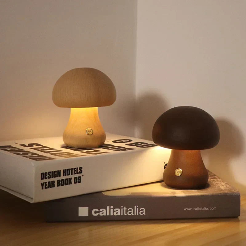 Lampe de table champignon rechargeable avec variateur tactile et lumière LED chaude pour chambre, chambre d’enfant ou salon | Sansoti