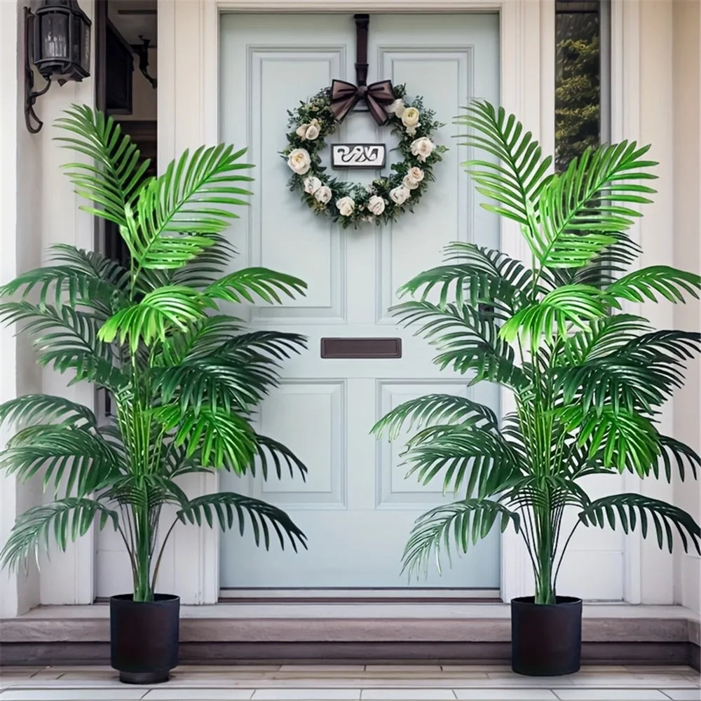 Kunstplant Areca Palm 90cm 24 Bladeren Buiten Binnen Woonkamer Slaapkamer Nep Palm Decoratieve Kunstboom Set van 2 | Sansoti