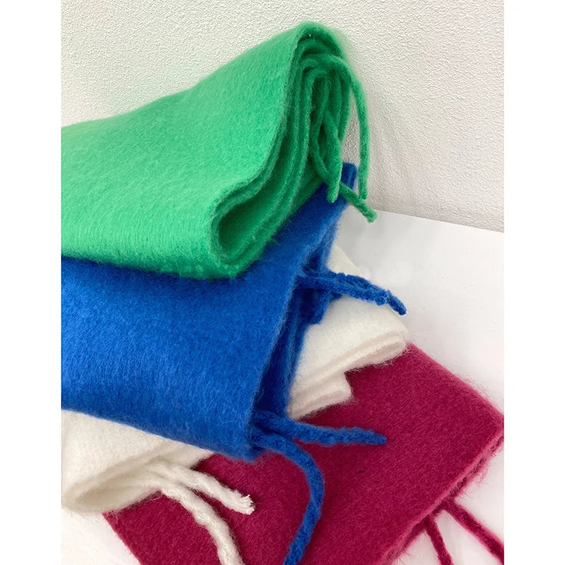 Pashmina-Winterschal mit Fransen 190x50cm Einfarbiges Kaschmir-Woll-Umhängetuch Warmer Strickschal Damen Herren