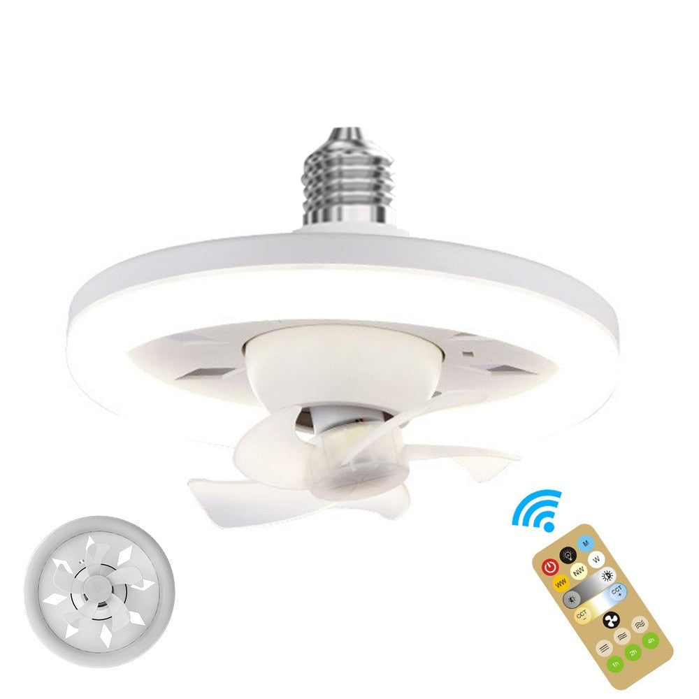 Verstelbare Plafondventilator met Geïntegreerde Verlichting 360° Zwenkkop E27 Fitting Dimbaar LED | Sansoti