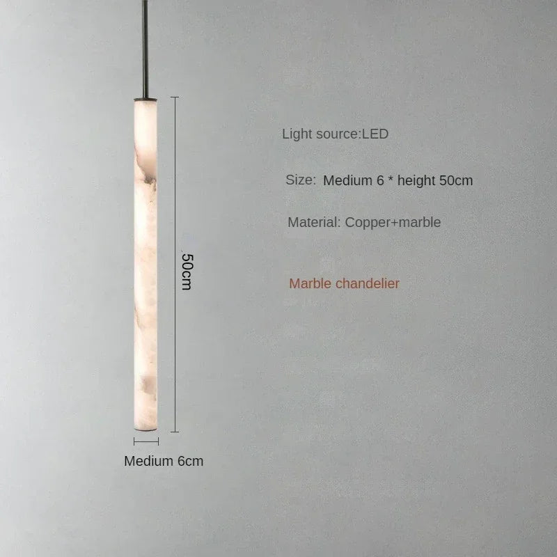 LED-Hanglamp Natuursteen Koper Marmer Eettafel Slaapkamer Moderne Pendelverlichting Warm Licht Interieur | Sansoti
