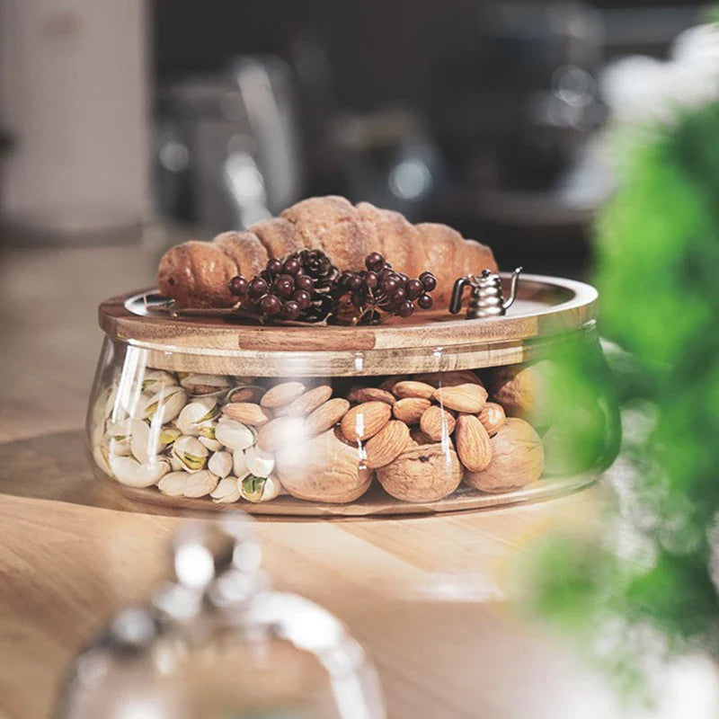 Glazen Voorraadpot met Houten Deksel voor Keuken & Voorraad | Sansoti