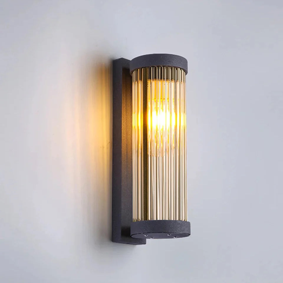Solarbetriebene Wandleuchte aus geriffeltem Glas, Außenbeleuchtung, IP65 wasserdicht, für Garten, Eingang und Terrasse, 3 W LED-Stimmungslicht | Sansoti