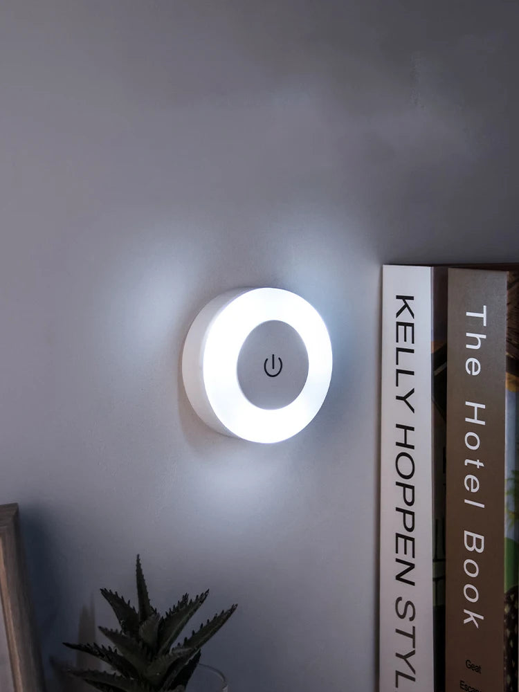 Rechargeable LED Night Light with Touch Control – Magnetic Wall Light – Compact Round Design for Hallway | Sansoti