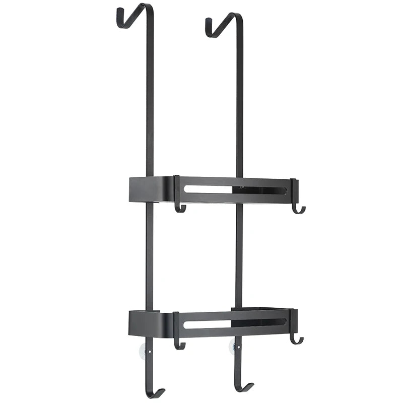 Duschregal Aluminium Schwarz Silber 2- oder 3-lagig Hängend Duschkabinentür Badezimmerschrank Ohne Bohren Shampoohalter Aufbewahrungsregal Badezimmer Organizer | Restfield