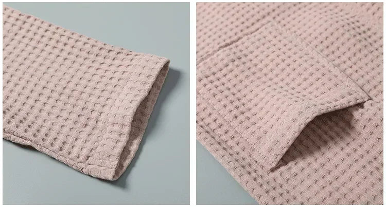 Peignoir en coton gaufré Printemps Été Léger à manches longues pour femme et homme, Spa Hôtel Sauna Bien-être | Sansoti