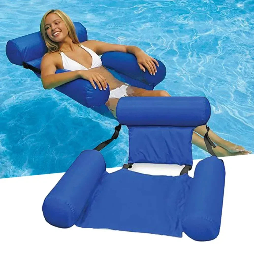 Opblaasbare Waterstoel met Rugleuning – Drijvende Zwembadstoel Mesh Design 100x120 cm Zwembadfauteuil | Sansoti