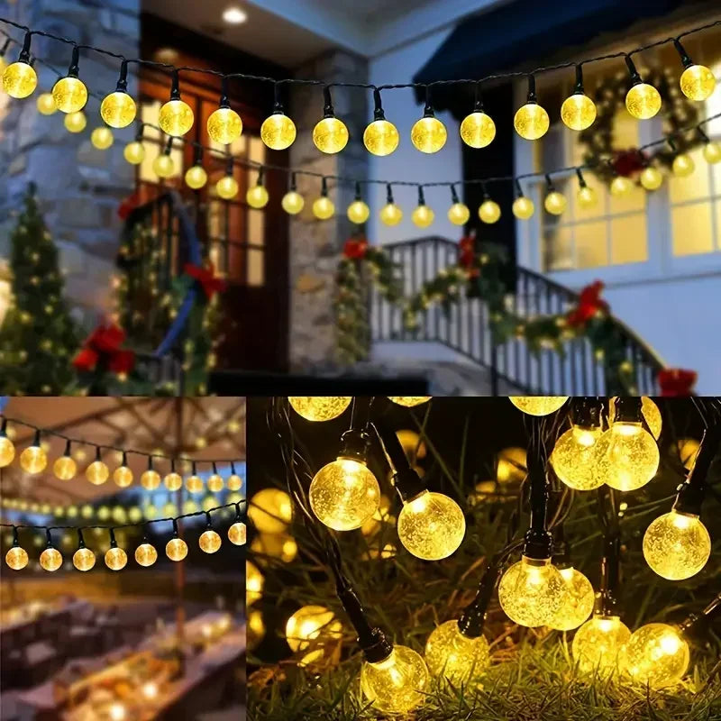 Snoerverlichting op Zonne-energie 20 LED Bollampjes Waterdicht Sfeerverlichting Tuin Terras Feest IP44 | Sansoti