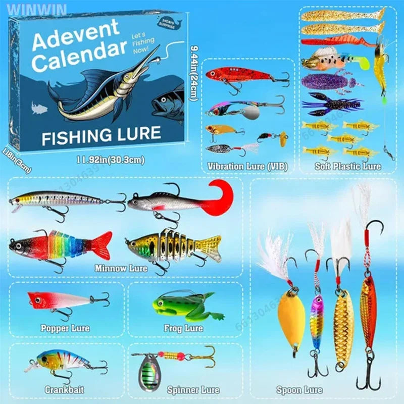 Fishing Gear Advent Calendar 24 Days Lure Collection Fishing Countdown Gift Freshwater Saltwater | Sansoti