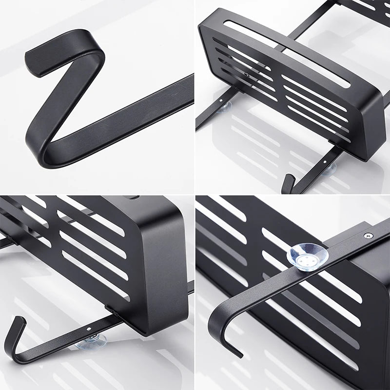 Duschregal Aluminium Schwarz Silber 2- oder 3-lagig Hängend Duschkabinentür Badezimmerschrank Ohne Bohren Shampoohalter Aufbewahrungsregal Badezimmer Organizer | Restfield