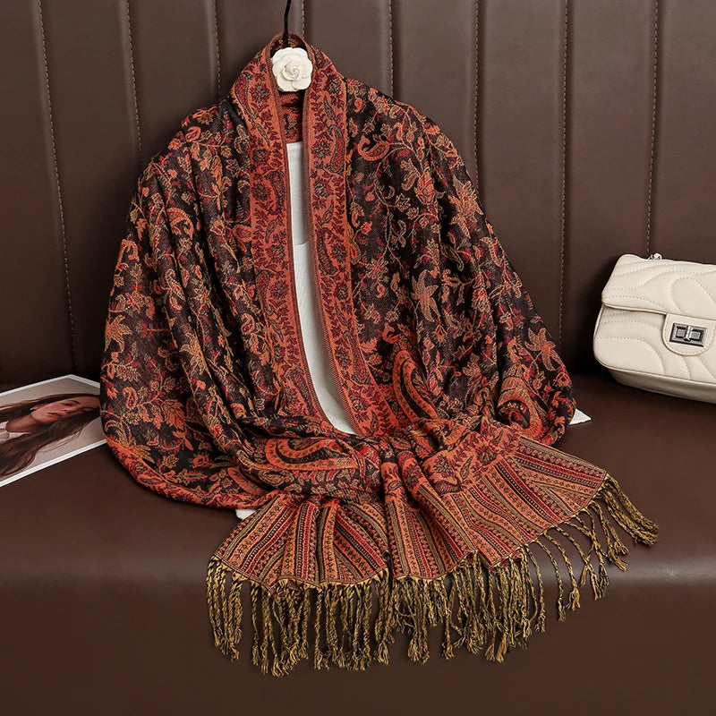 Pashmina Wrap Cashmere-look Women's 70x190cm Soft Winter Scarf Four Seasons Warm Foulard Elegant Scarf | Sansoti
