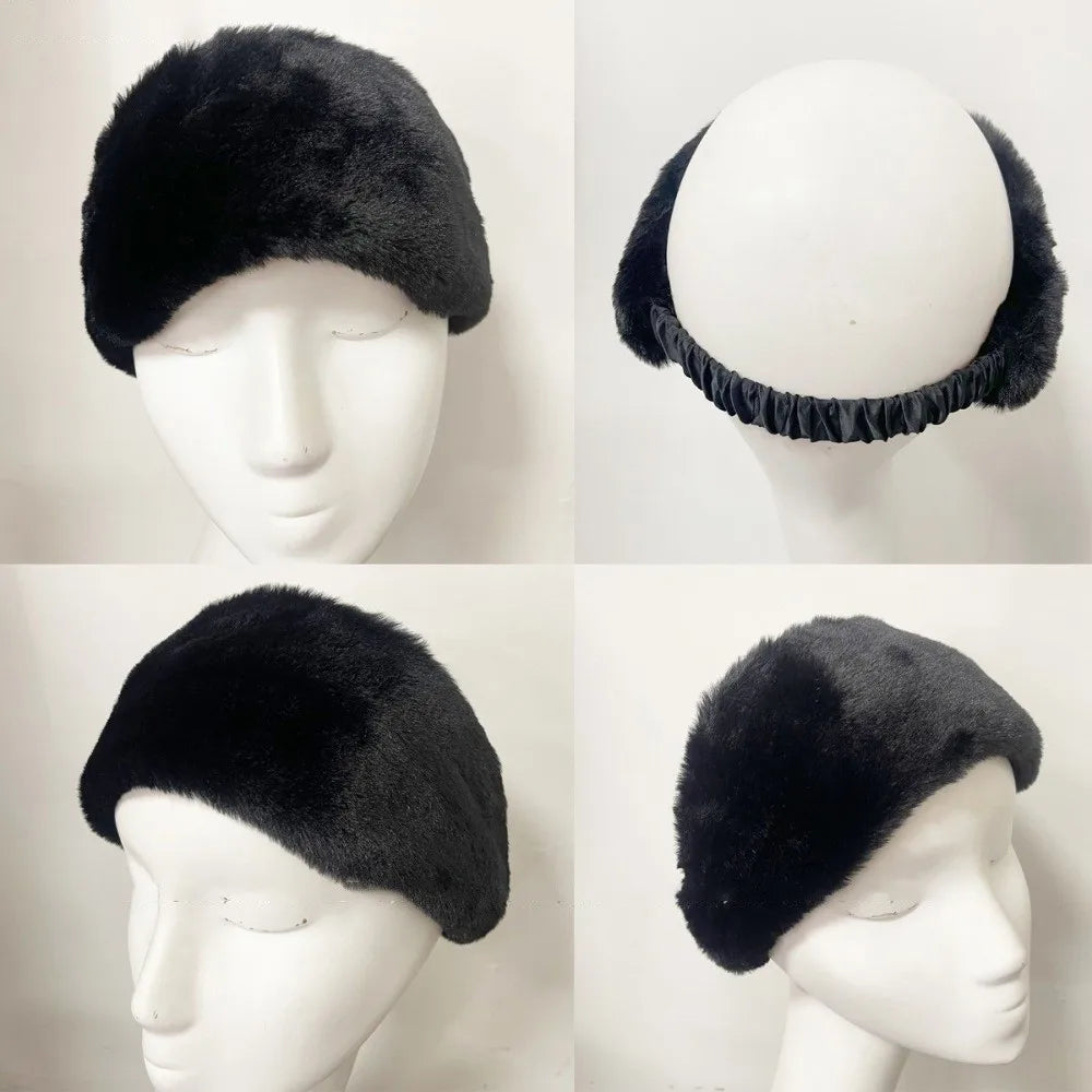 Zachte Haarband Brede Band Kunstbont Oorbescherming Winter Dames Elastisch Comfortabel Dagelijks Gebruik | Sansoti
