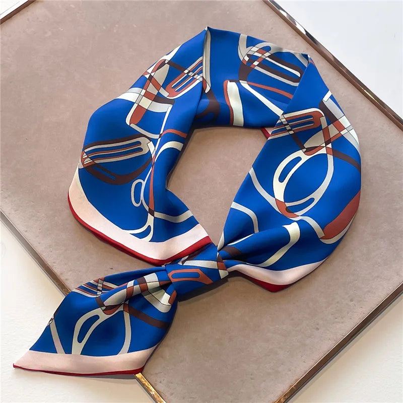 Satin Neck Scarf with Animal Print 76x13cm Decorative Ribbon Scarf Polyester Accessory for Women Autumn Winter | Sansoti