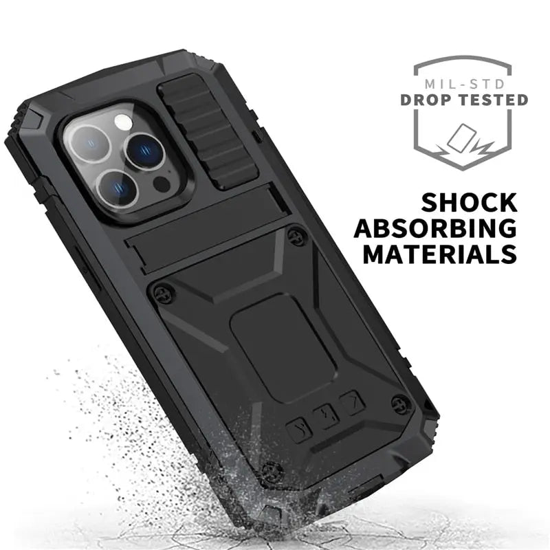 Metal iPhone Case 11 12 13 14 Series Shockproof Heavy Duty Rugged Protective Case Sturdy Bumper | Sansoti