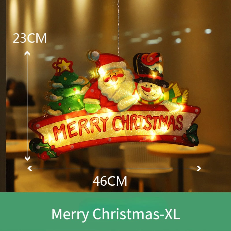 LED Raamverlichting Kerstmotieven Batterij Silhouet Sfeerlicht Figuren met Zuignap Decoratief Venster | Sansoti