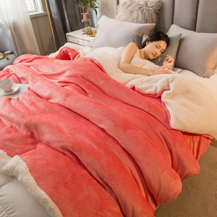 Wollplaid Decke | Warm & Weich | Wendbar | Für Bett, Sofa & Winter