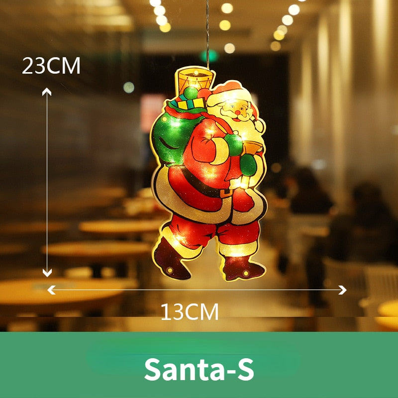 LED Raamverlichting Kerstmotieven Batterij Silhouet Sfeerlicht Figuren met Zuignap Decoratief Venster | Sansoti