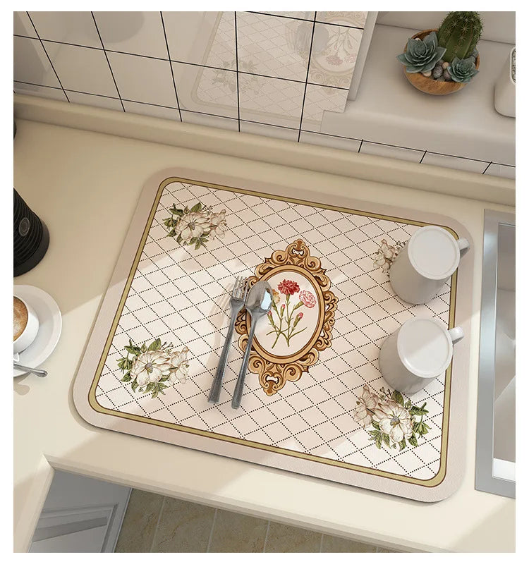 Absorberende Keukenmat Antislip 50x60cm Microvezel Sneldrogend Wasbaar Hygiënisch Vloerkleed Aanrecht | Sansoti
