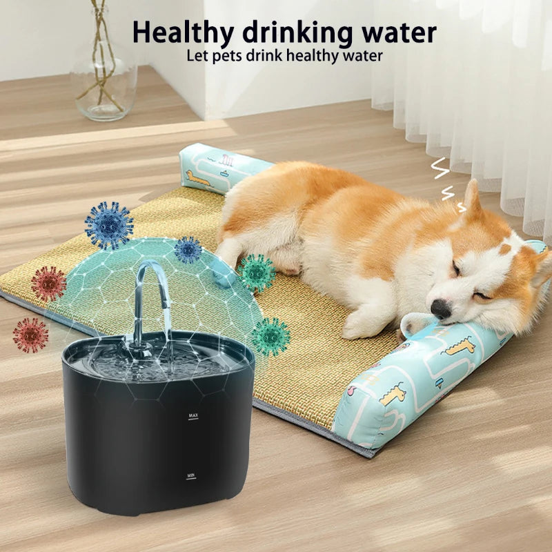 Automatic Pet Water Fountain with Filter & Quiet Pump for Cats & Dogs 2.2L Water Dispenser Bowl Waterer | Sansoti