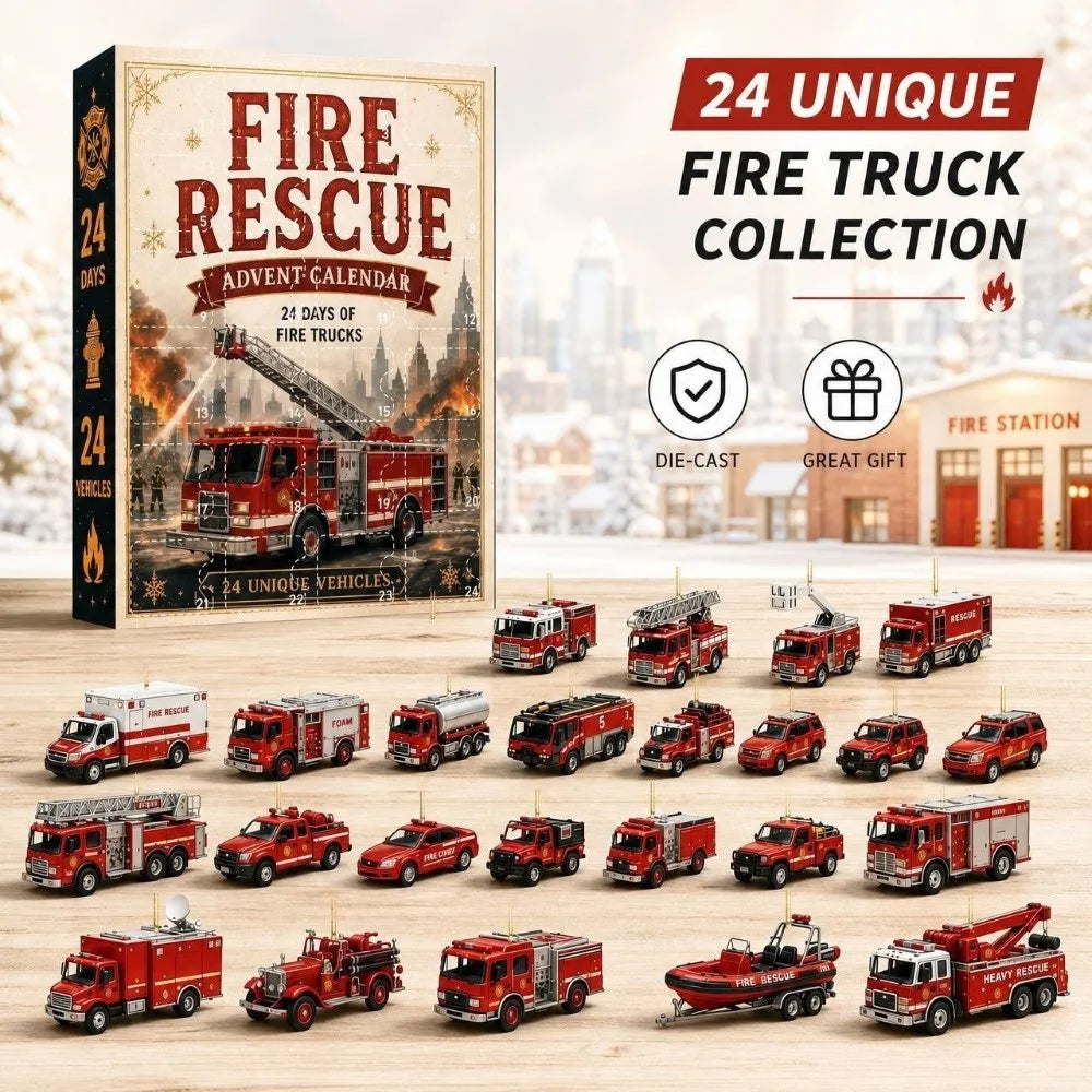 Advent Calendar 24 Days Emergency Vehicles Acrylic Ornaments Christmas Tree Christmas Decoration Gift for Children Vehicle Theme | Sansoti
