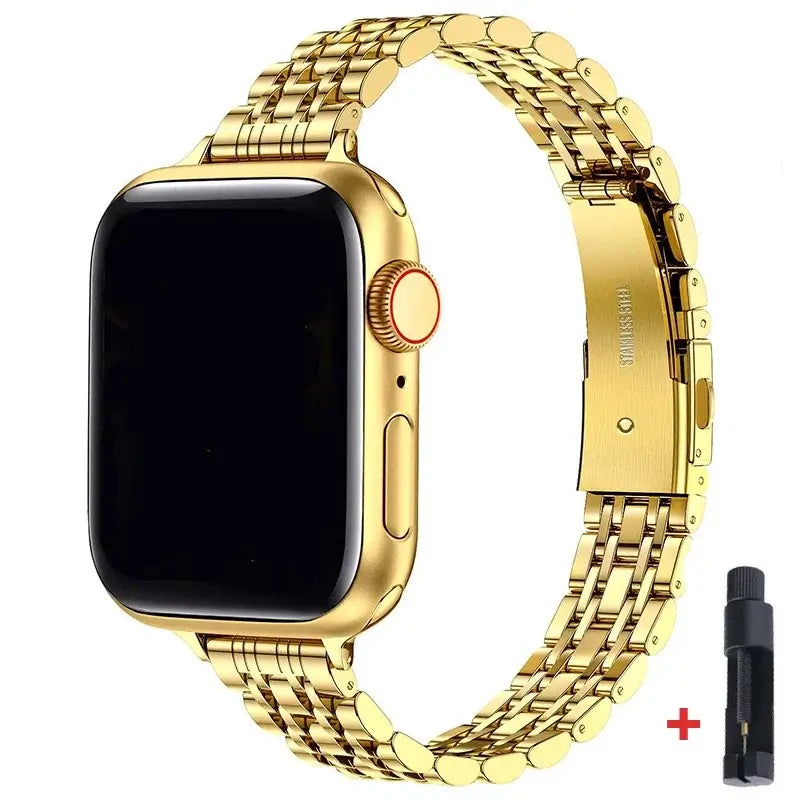 Edelstahl-Smartwatch-Armband 38-49 mm Metallarmband Elegantes Gliederarmband Verstellbare Uhr | Sansoti