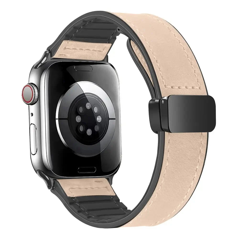 Bracelet de smartwatch magnétique en cuir véritable, réglable, résistant à l’eau, sportif, élégant et raffiné | Sansoti