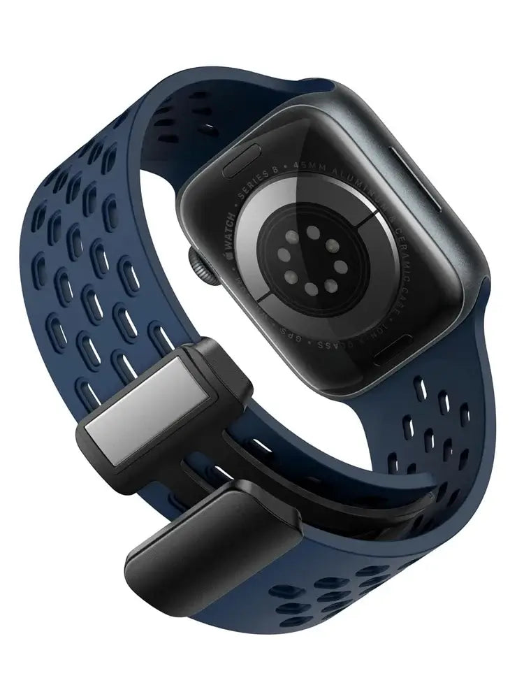 Atmungsaktives Silikonarmband für Smartwatches, magnetisch, 38–49 mm, verstellbar, Armband für Sport, aktive Freizeit und den täglichen Gebrauch | Sansoti