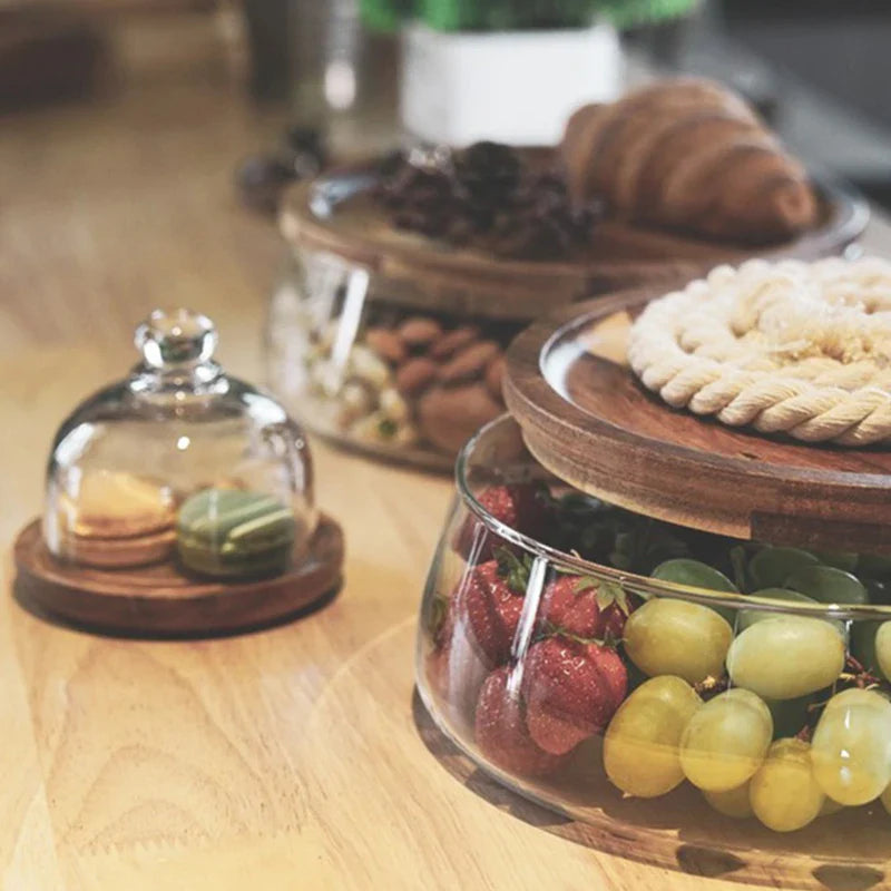 Glazen Voorraadpot met Houten Deksel voor Keuken & Voorraad | Sansoti