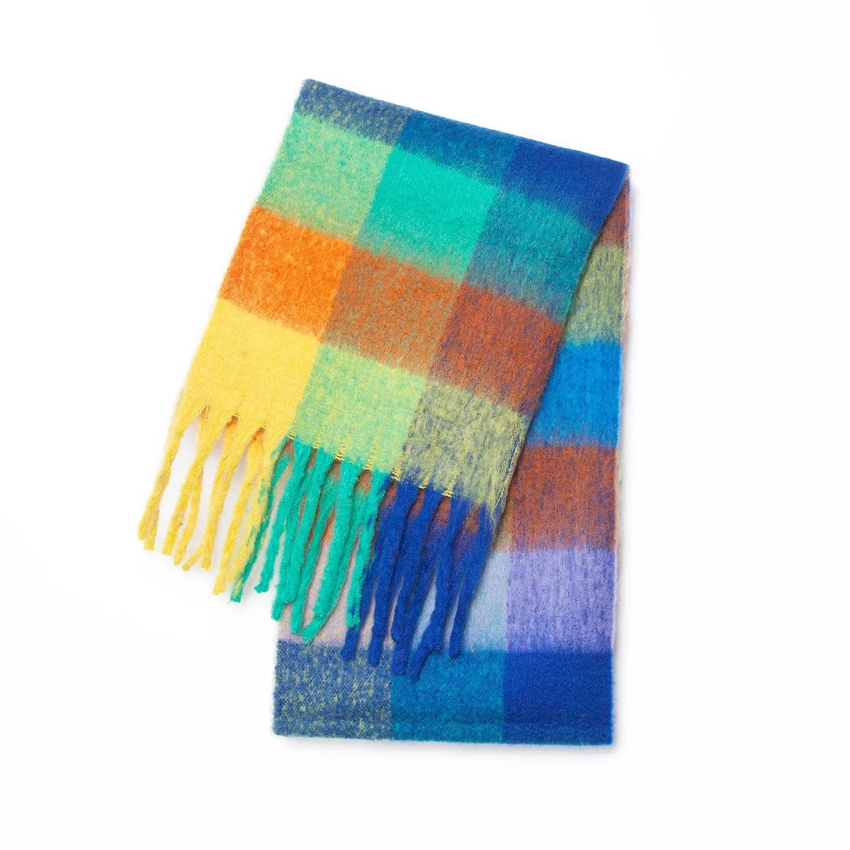 Weicher Kaschmirschal mit buntem Regenbogenmuster 38x230cm Winterwarmer Halsschal Schulter-Wrap Damenaccessoire | Sansoti