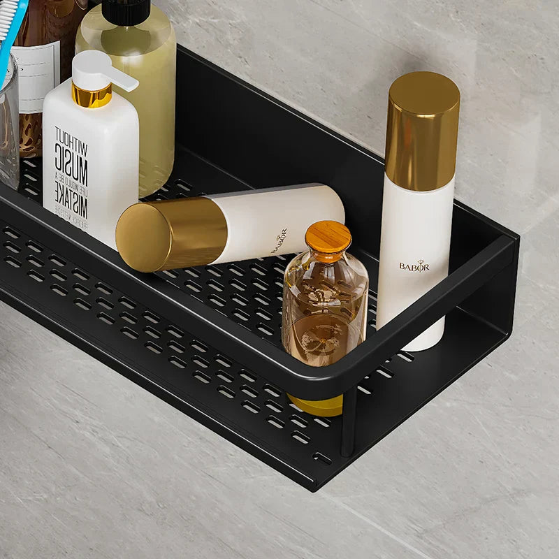 Doucherek Aluminium Zwart 30 50 60cm Wandrek Badkamer Douche Opbergplank Shampoo Rek Ruimtebesparend | Sansoti