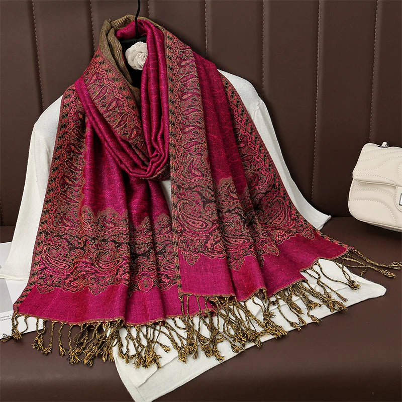 Pashmina Wrap Cashmere-look Women's 70x190cm Soft Winter Scarf Four Seasons Warm Foulard Elegant Scarf | Sansoti