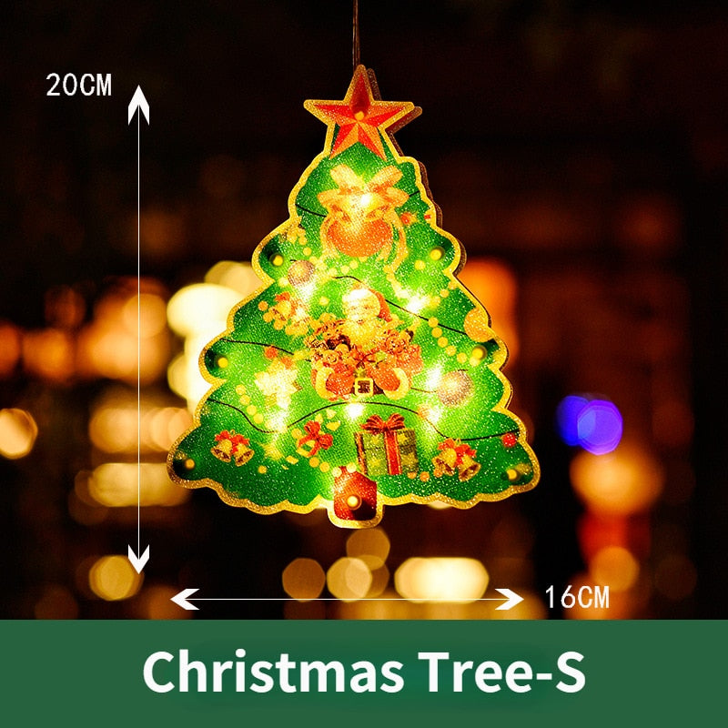 LED Raamverlichting Kerstmotieven Batterij Silhouet Sfeerlicht Figuren met Zuignap Decoratief Venster | Sansoti