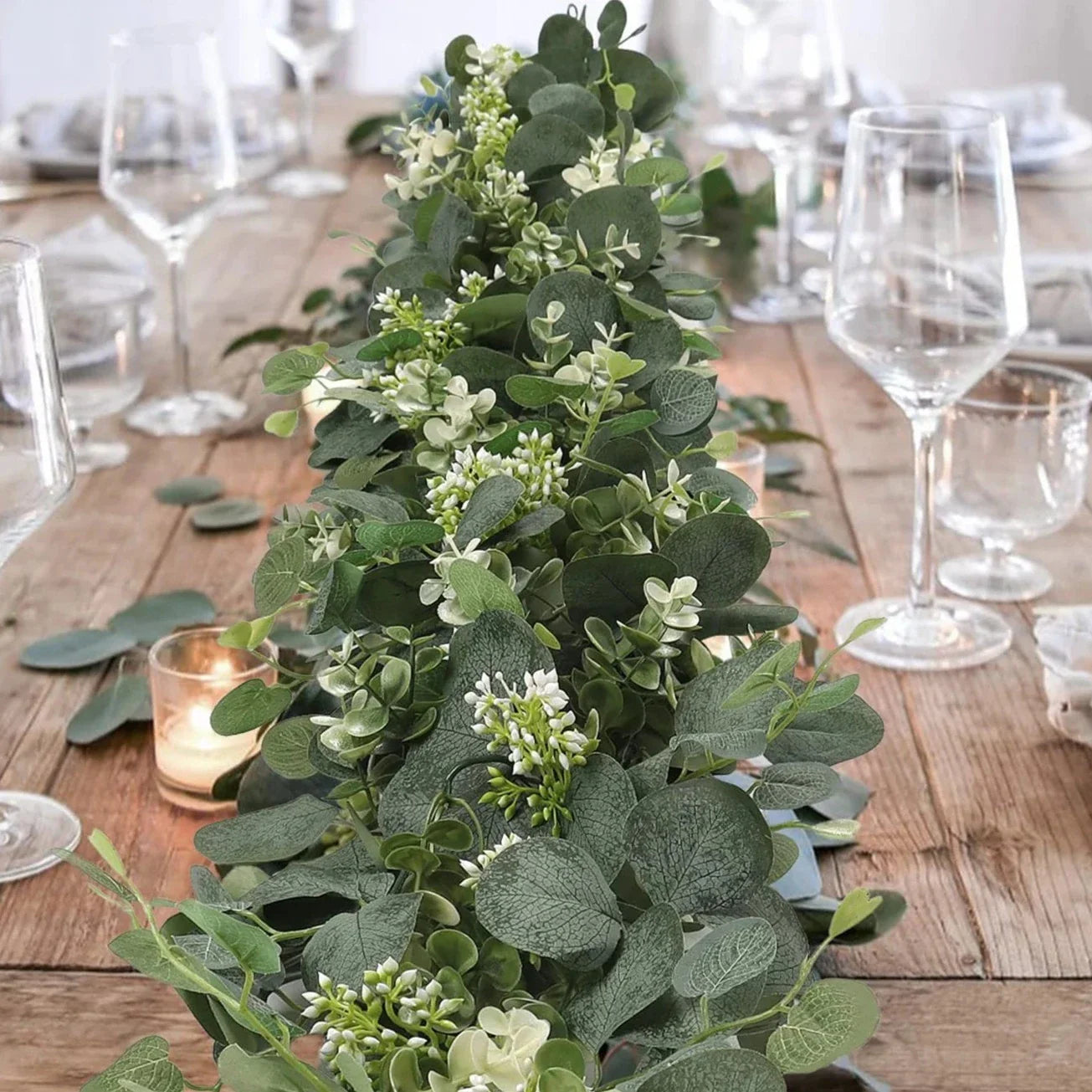 Kunstmatige Eucalyptus Slinger 2-Delige Set | Natuurlijke Groene Decoratie voor Interieur en Feesten | 180cm Lange Zijden Guirlandes | Sansoti