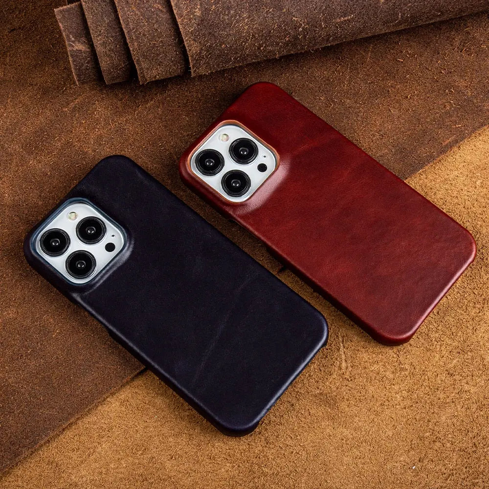 Lederhülle für iPhone aus Rindsleder Schutzhülle Handgefertigter Vintage-Stil Hochwertiger Halt Strapazierfähiges Design | Sansoti