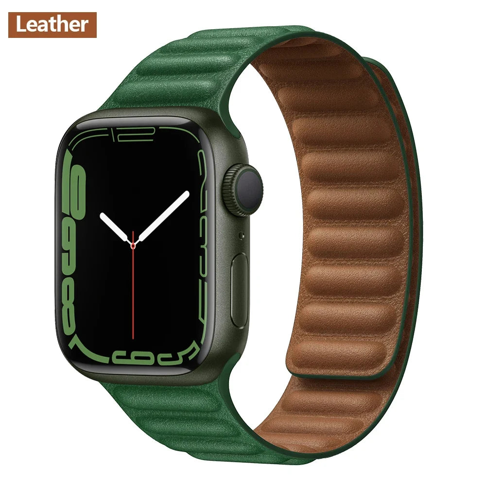 Lederarmband mit magnetischem Verschluss, 38–49 mm, verstellbares Smartwatch-Zubehör, stilvolles Armband | Sansoti