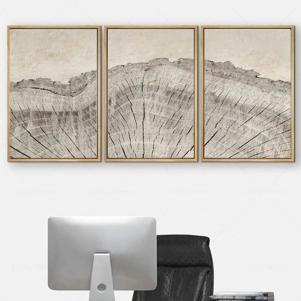Abstract Canvas Schilderij met Boomringen Patroon - Moderne Wanddecoratie - Natuurlijke Kunst voor Woonkamer en Slaapkamer | Sansoti