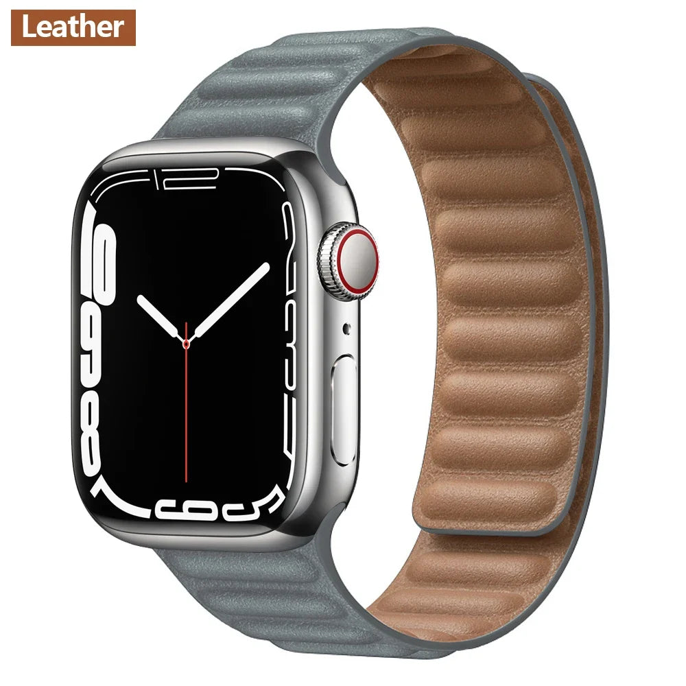 Lederarmband mit magnetischem Verschluss, 38–49 mm, verstellbares Smartwatch-Zubehör, stilvolles Armband | Sansoti