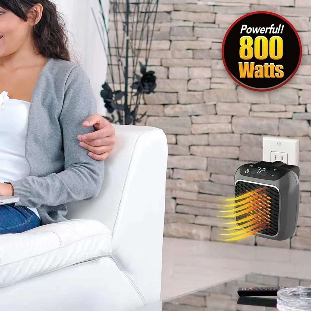 Compact Wall-Mounted Heater 800W Portable Space Heater LED Display Energy-Efficient Aluminum | Sansoti