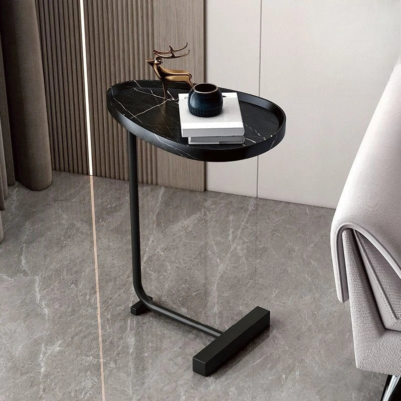 Table d’appoint mobile en forme de C avec espace de rangement pour canapé ou lit – Table compacte multifonctionnelle | Sansoti