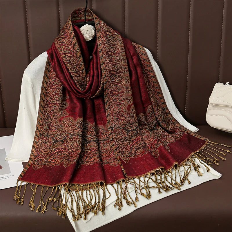 Pashmina Wrap Cashmere-look Women's 70x190cm Soft Winter Scarf Four Seasons Warm Foulard Elegant Scarf | Sansoti