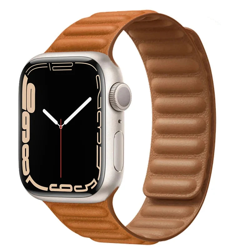 Lederarmband mit magnetischem Verschluss, 38–49 mm, verstellbares Smartwatch-Zubehör, stilvolles Armband | Sansoti
