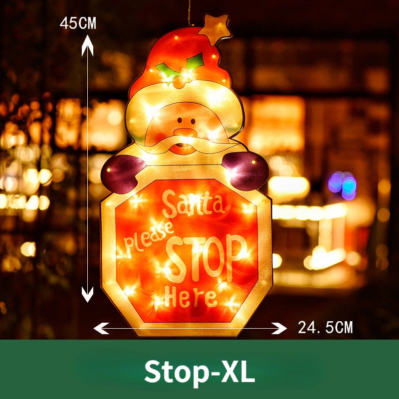 LED Raamverlichting Kerstmotieven Batterij Silhouet Sfeerlicht Figuren met Zuignap Decoratief Venster | Sansoti
