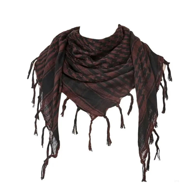 Bufanda de punto tradicional 100x100 cm con flecos para hombre y mujer, cálida y cómoda, de tejido suave para el invierno | Sansoti