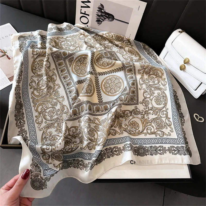Quadratisches Halstuch 70x70 cm aus Polyester, multifunktionales Haarband und Halstuch für den Hals, Damen, vier Jahreszeiten, dekorativ | Sansoti