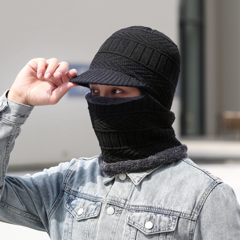 Ciepły zimowy zestaw z czapką i szalikiem, unisex, dzianinowe akcesoria z akrylu chroniące przed zimnem, zapewniające komfort | Sansoti